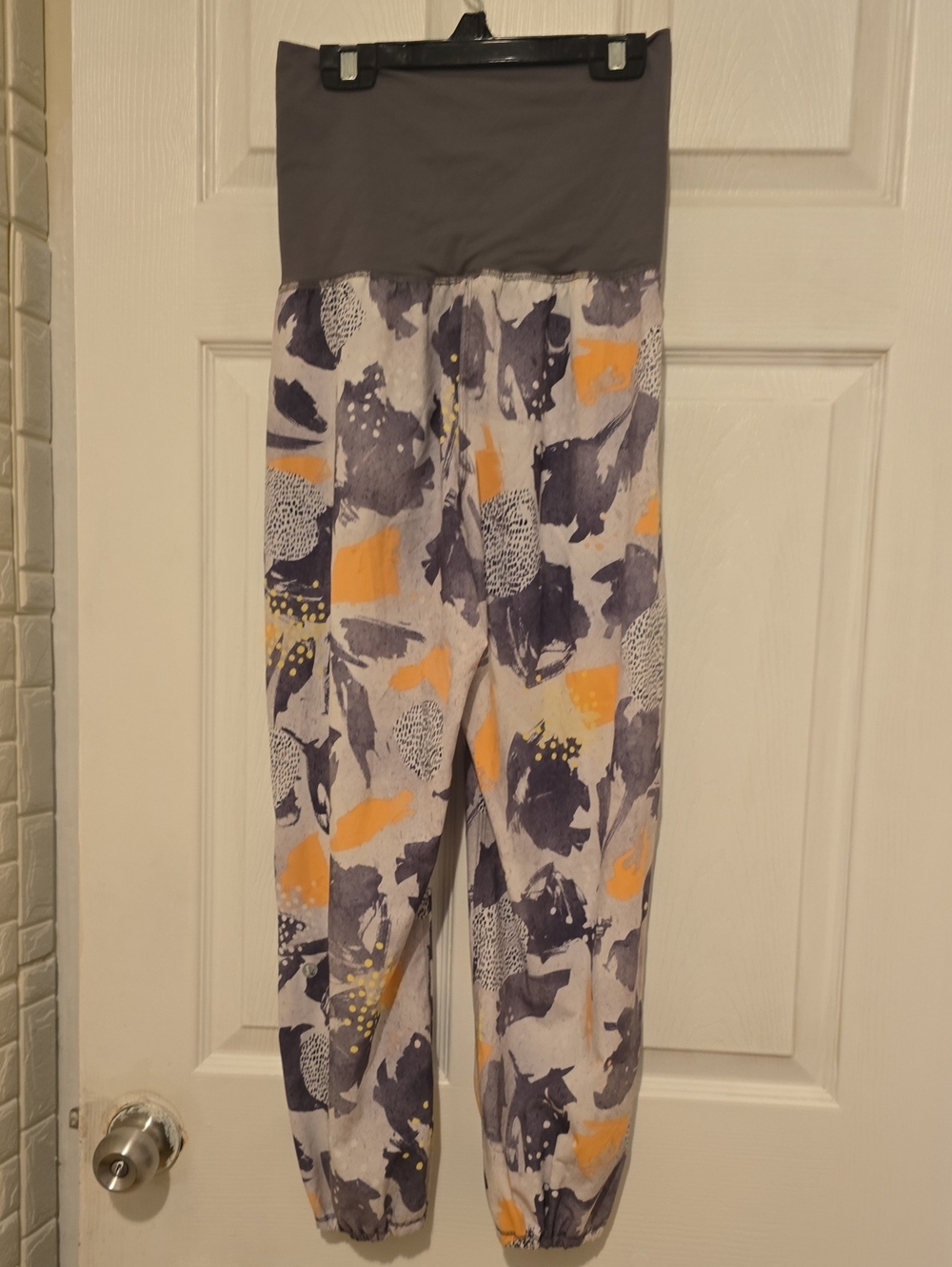 Lululemon High-Waist Printed Harem Jumpsuit — Gray, Purple & Orange